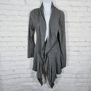 Max Studio Women Gray Size XL Cardigan Open Front Cotton Blend Hook Latch